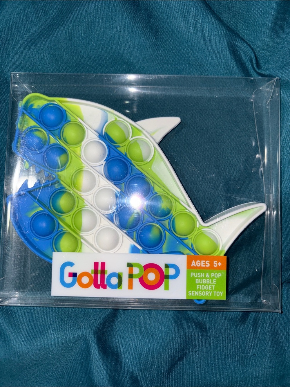 Gotta Pop - Shark Push & Pop Fidget Toy - Blue, Green, White